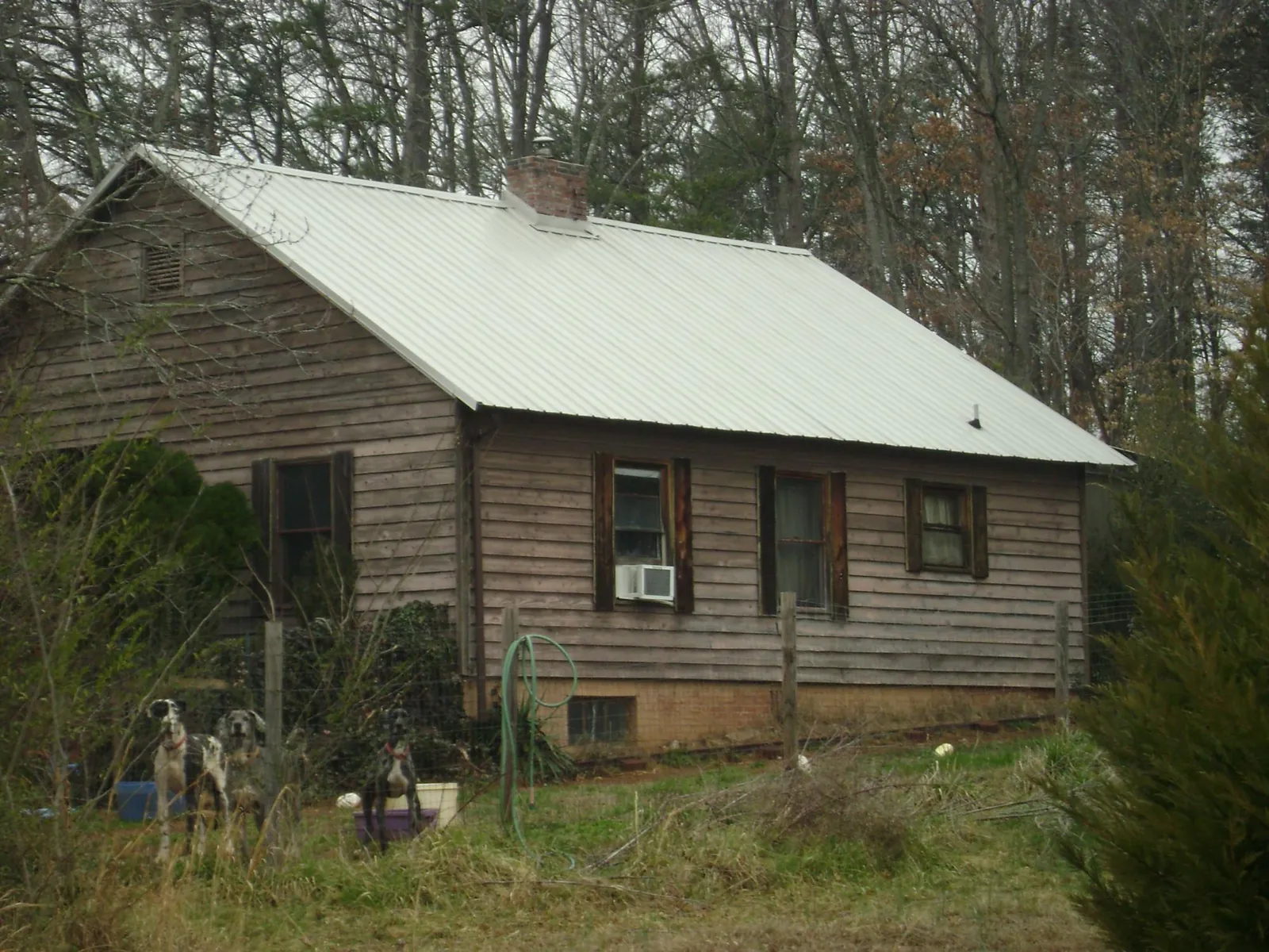 White metal roof on an old wood sided farmhouse, from a Metal Roof Installation job in Pottersdale